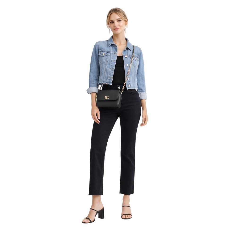 Lauren Ralph Lauren Black Mid Rise‎ Straight Leg Jeans Raw Hem Size 10 30
